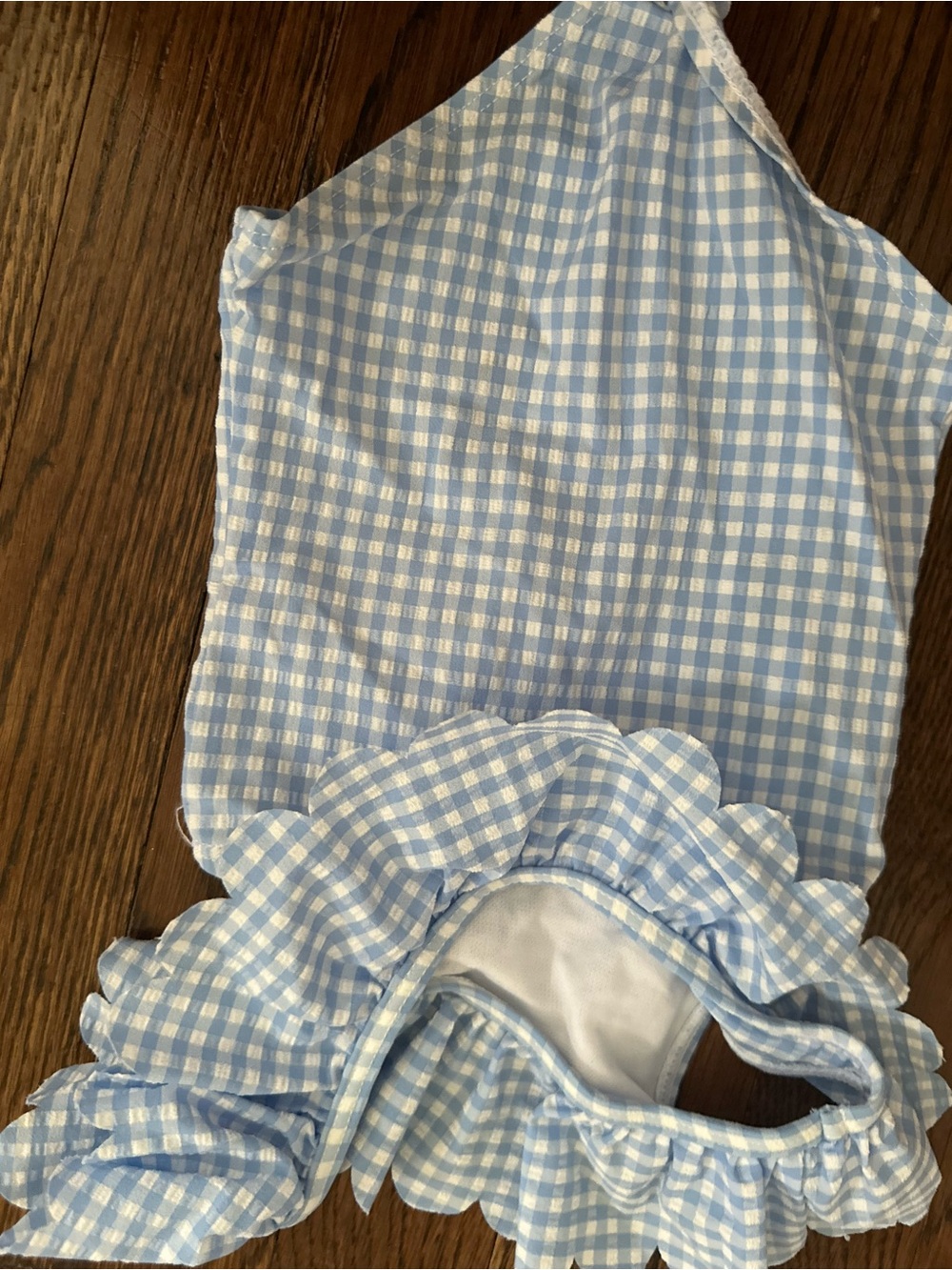 Primark Blue and White Gingham Ruffle One-Piece Swimsuit for Kids